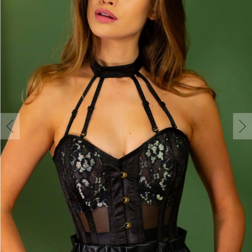 Black Mesh Overbust Lingerie Corset